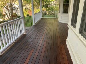 preserved and refinished wood deck