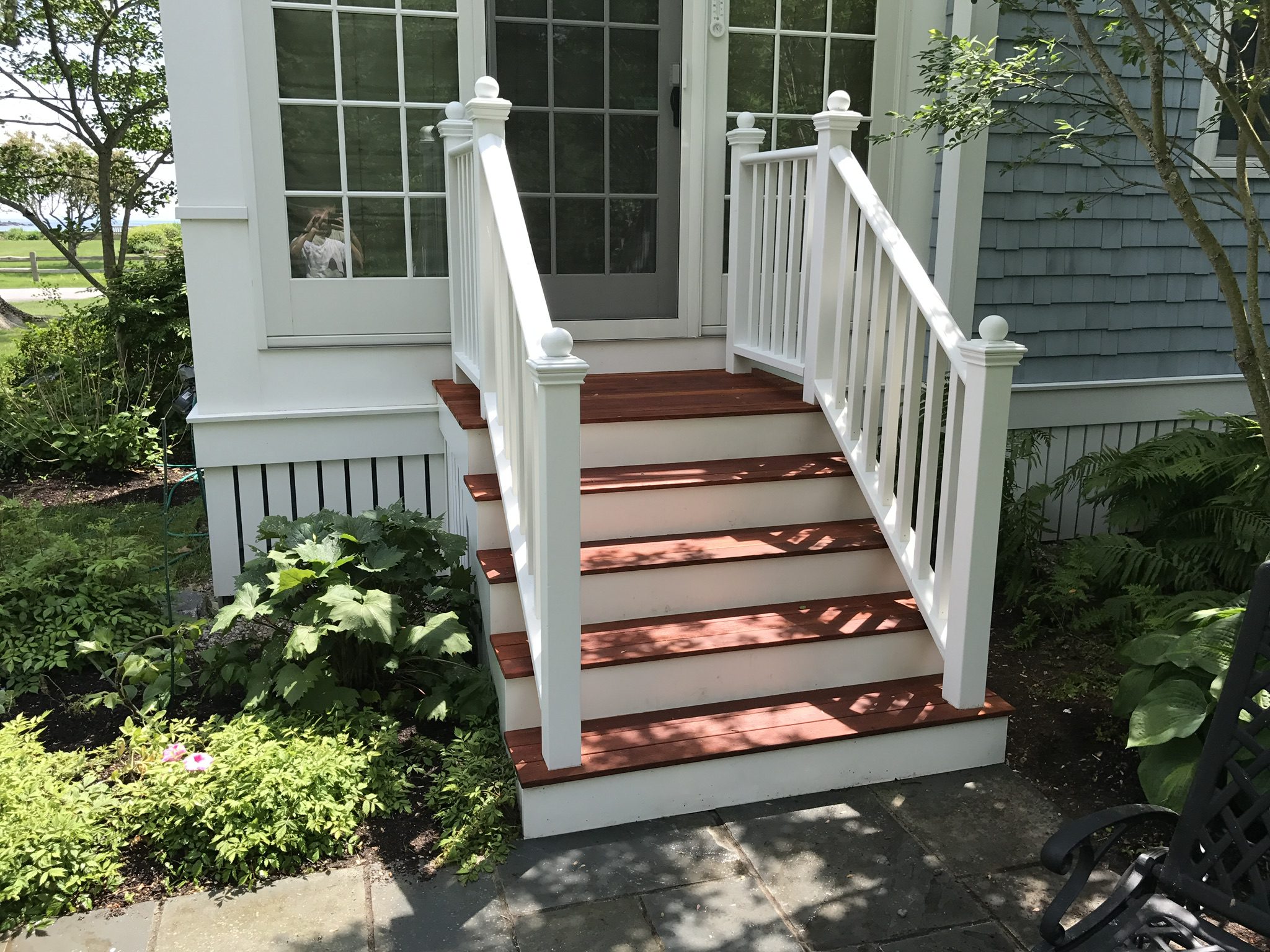 beautifully stained stairs after restoration
